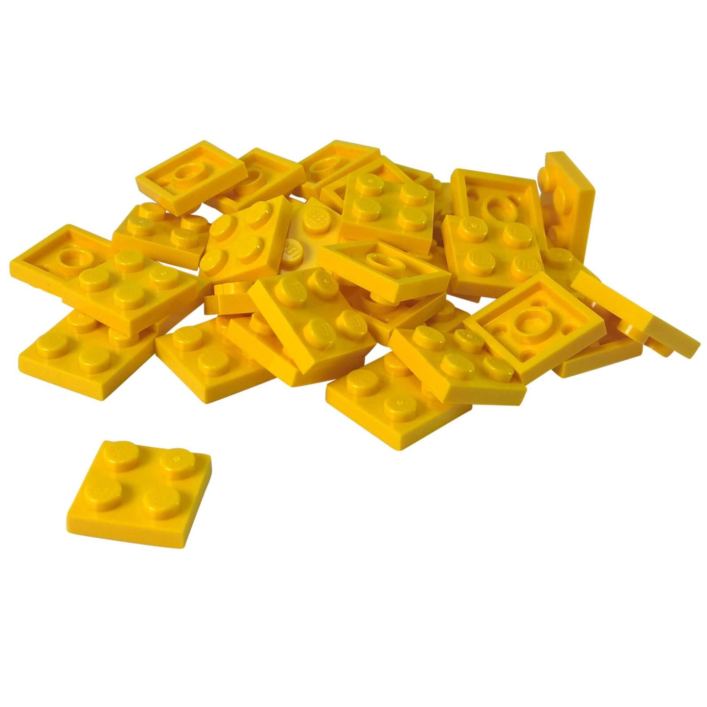 LEGO plate 2x2 flat building piece 3022 yellow