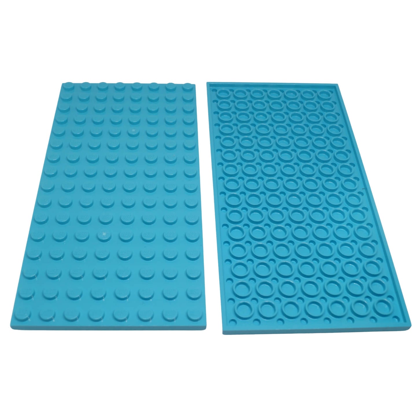 LEGO® plate 8 x 16 large base piece, wide flat element for foundations and large builds, medium azure color

