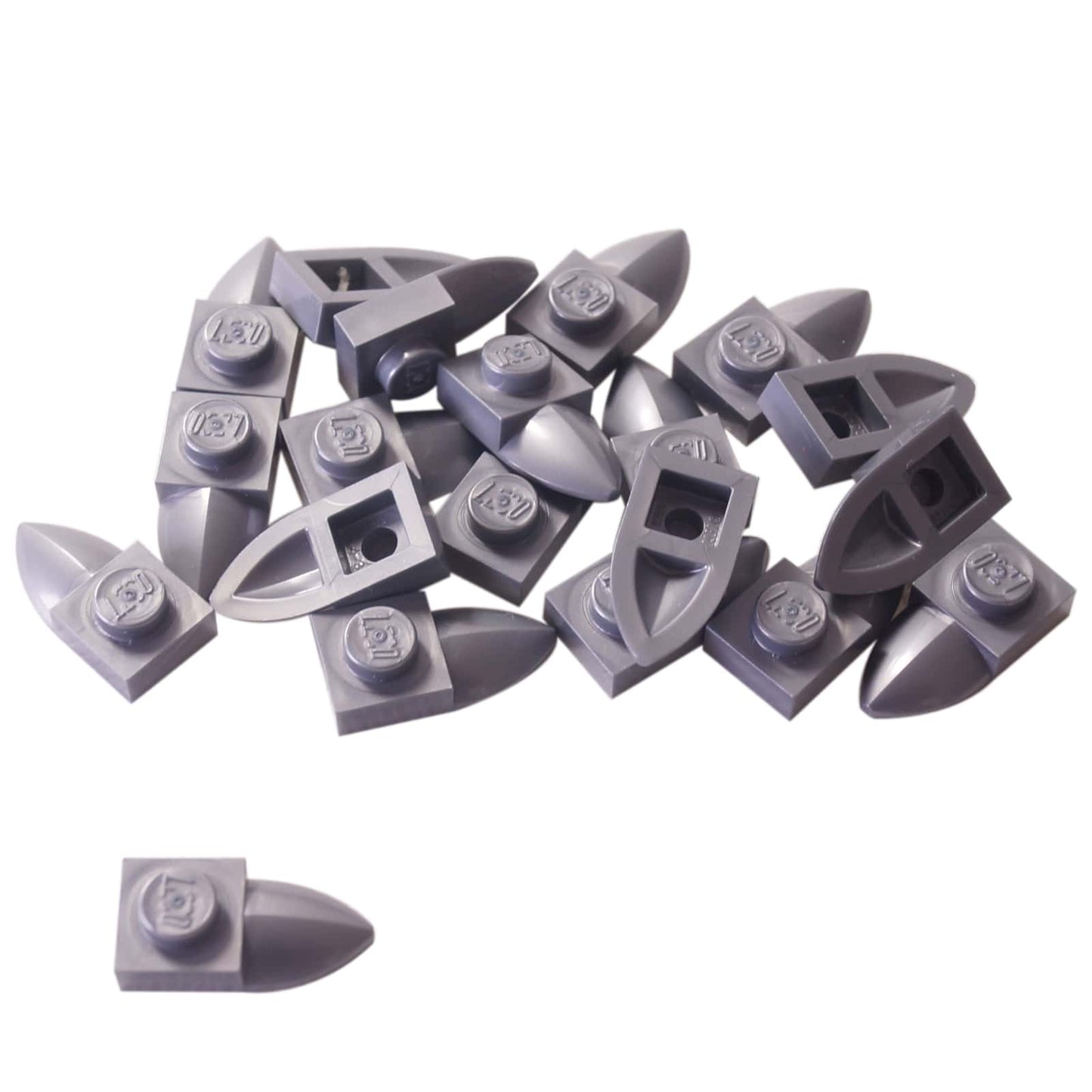 LEGO® piastretta modificata 1 x 1 con dente orizzontale, piccolo dettaglio sporgente per clip, creature o costruzioni meccaniche, colore argento opaco
