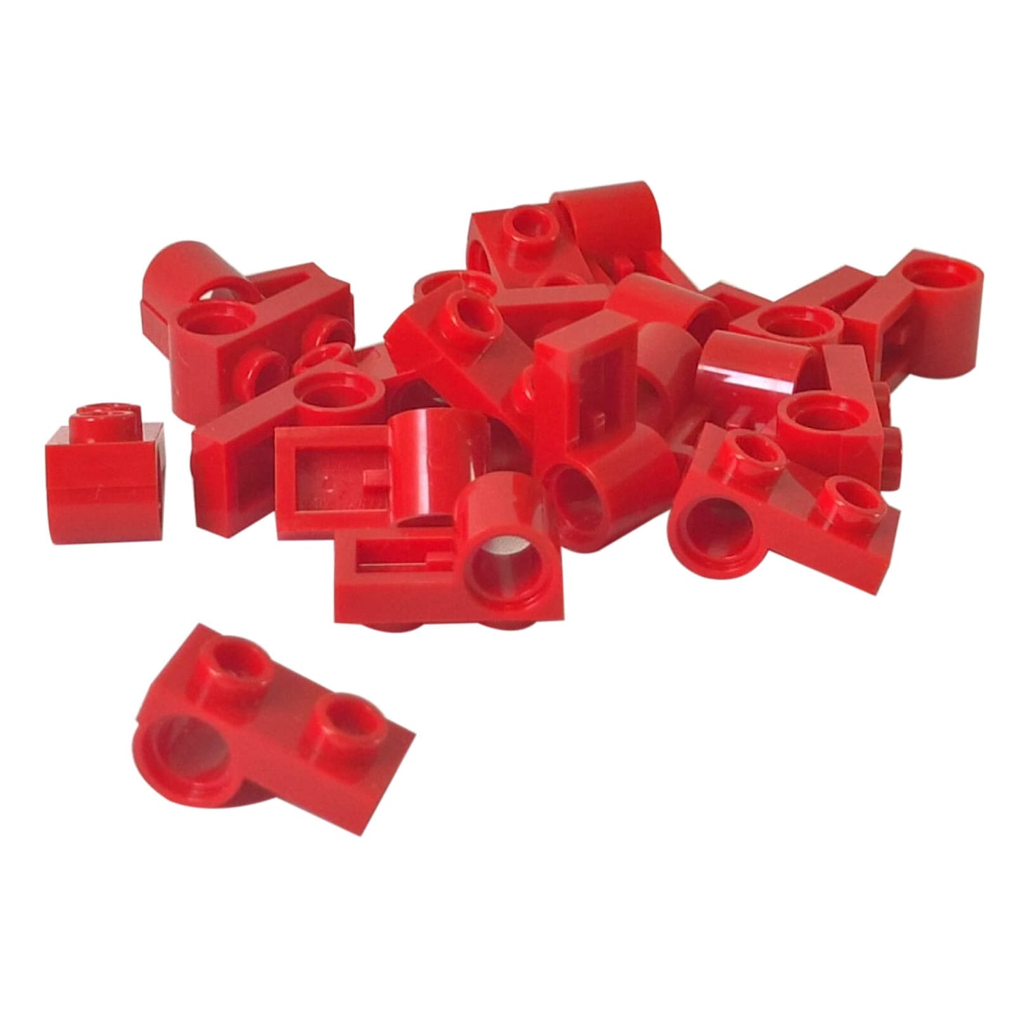 LEGO plate modified 1x2 with pin hole 18677 connection element, red