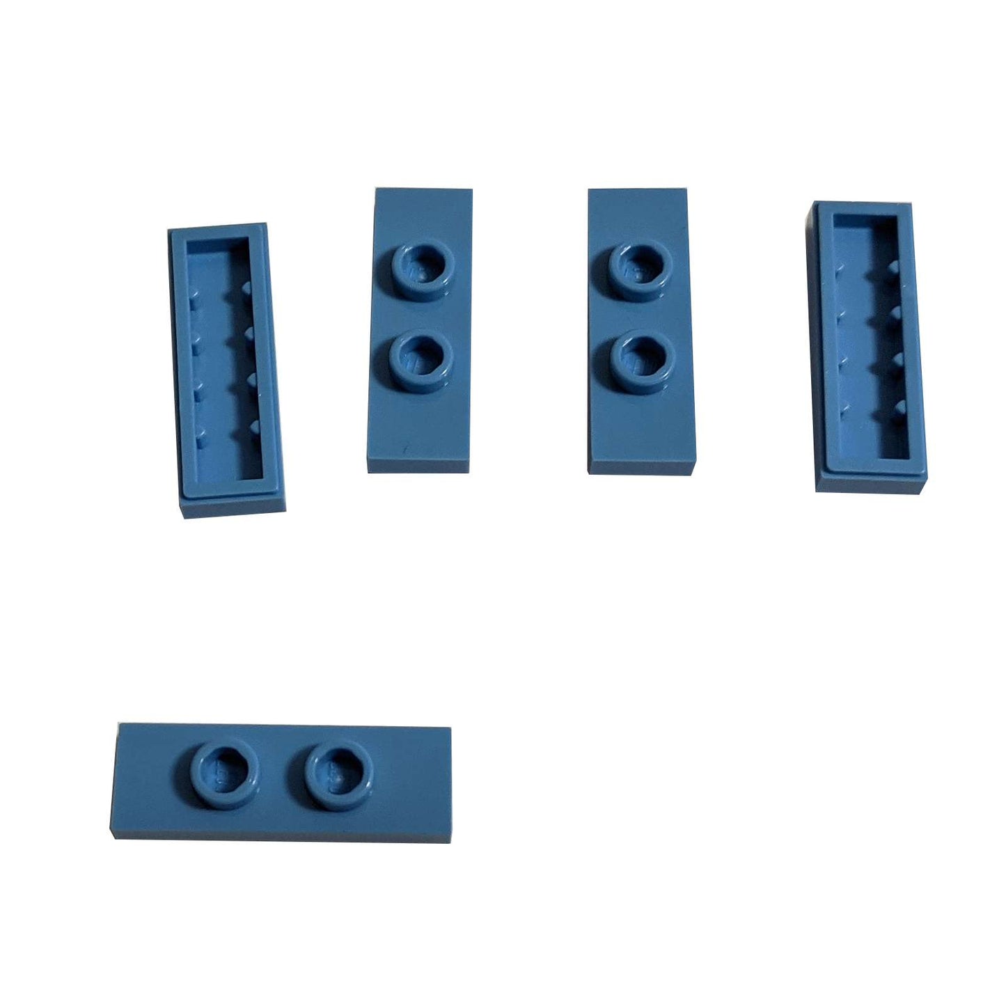 LEGO® Modified Plate 1 x 3 with 2 studs (double jumper) in medium blue, useful for offset building connections.
