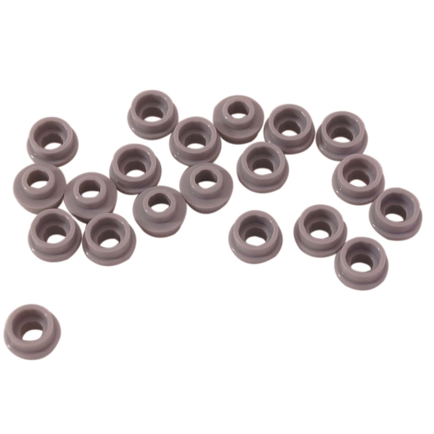 LEGO® round plate 1 x 1 with open stud, allows bar or clip connections for detailing and SNOT builds, light bluish gray color
