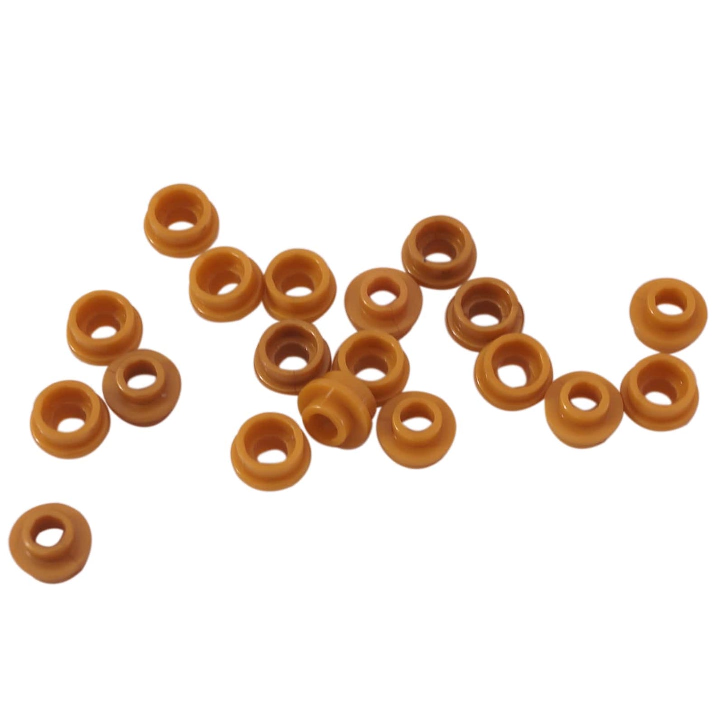 LEGO® round plate 1 x 1 with open stud, allows bar or clip connections for detailing and SNOT builds, pearl gold color
