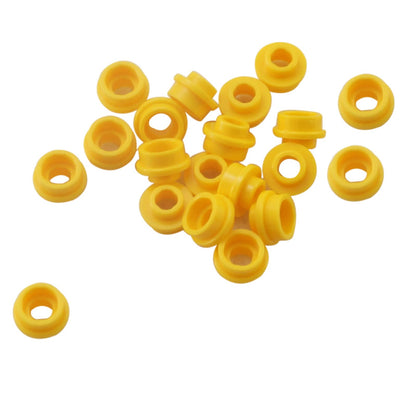 LEGO® round plate 1 x 1 with open stud, allows bar or clip connections for detailing and SNOT builds, yellow color
