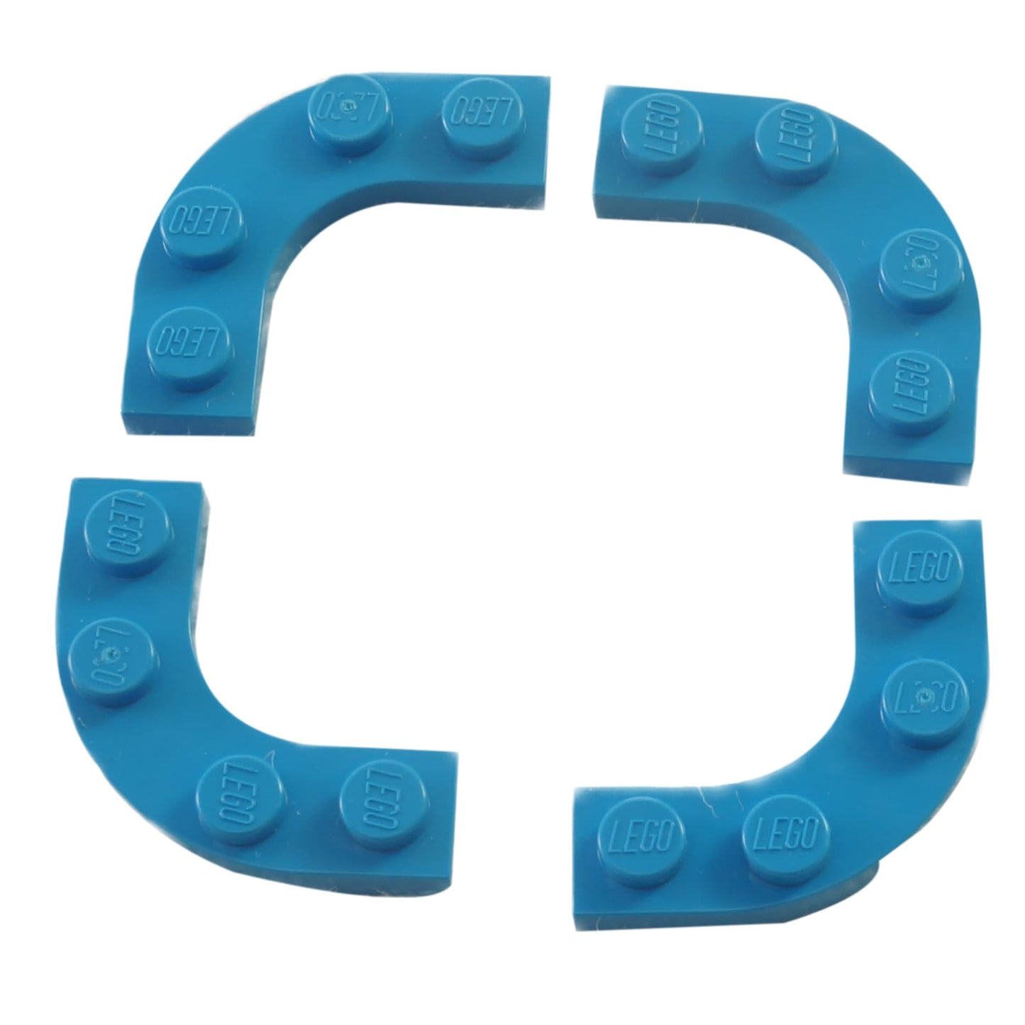 LEGO® round corner plate 3 x 3 with 2 x 2 curved cutout, smooth angled shape for compact curved builds, dark azure color
