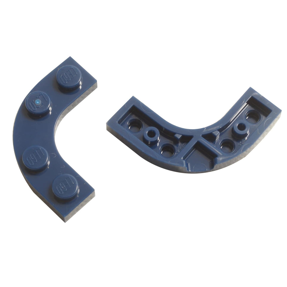 LEGO® round corner plate 3 x 3 with 2 x 2 curved cutout, smooth angled shape for compact curved builds, dark blue color
