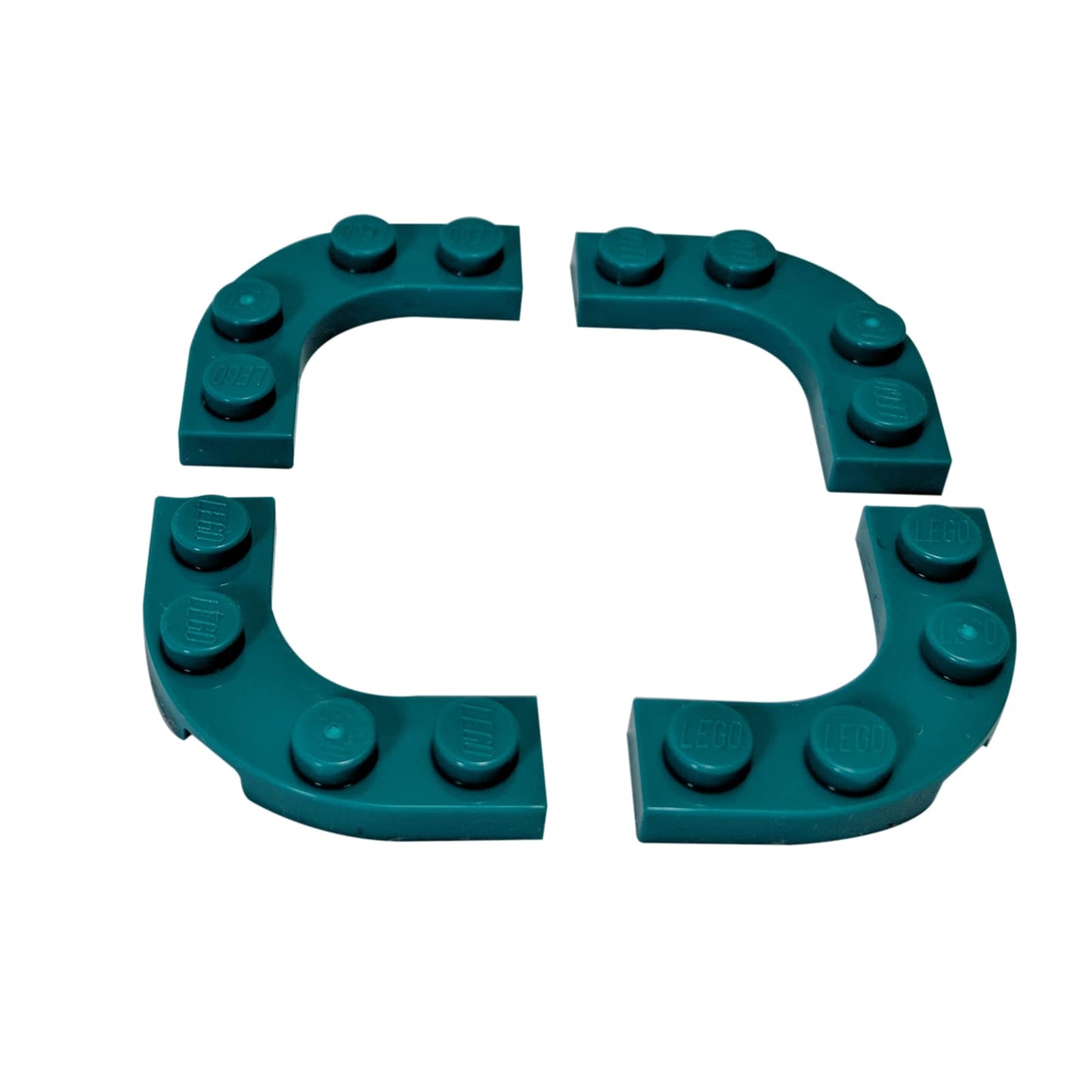 LEGO® round corner plate 3 x 3 with 2 x 2 curved cutout, smooth angled shape for compact curved builds, dark turquoise color

