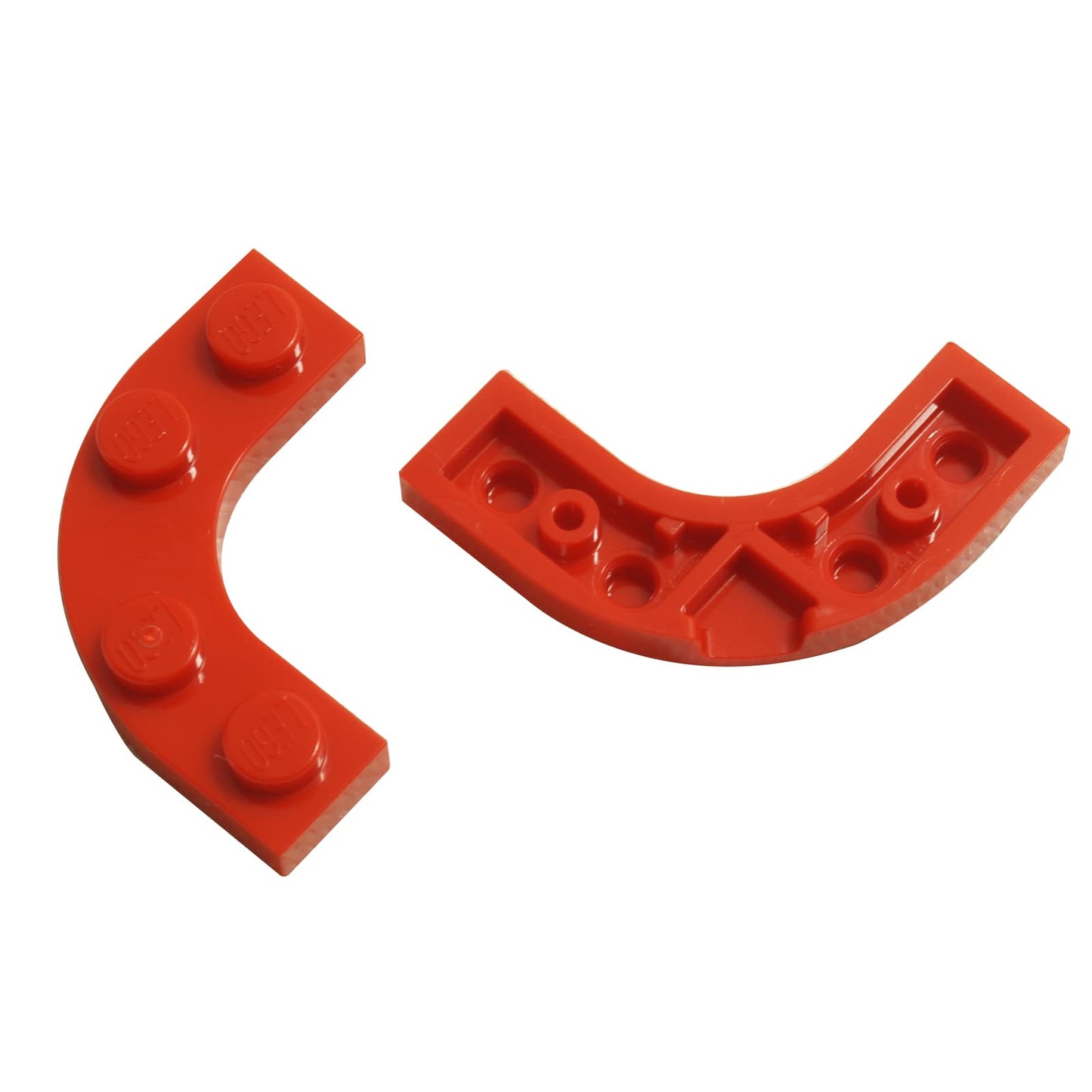 LEGO® round corner plate 3 x 3 with 2 x 2 curved cutout, smooth angled shape for compact curved builds, red color
