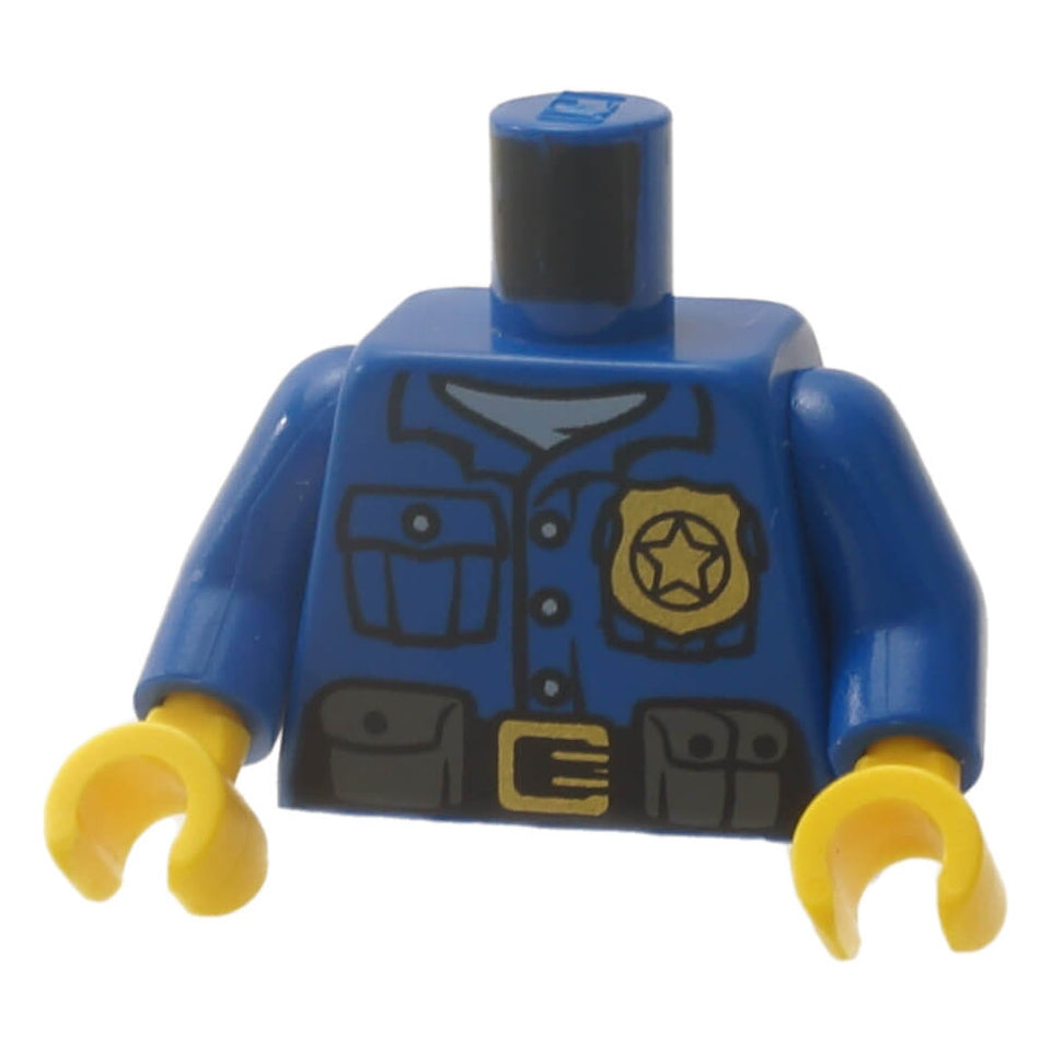 LEGO police uniform torso with gold badge, radio and utility belt print