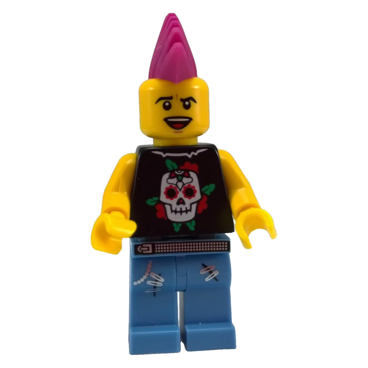 LEGO® Punk Rocker Series 4 col052 minifigure front view with mohawk