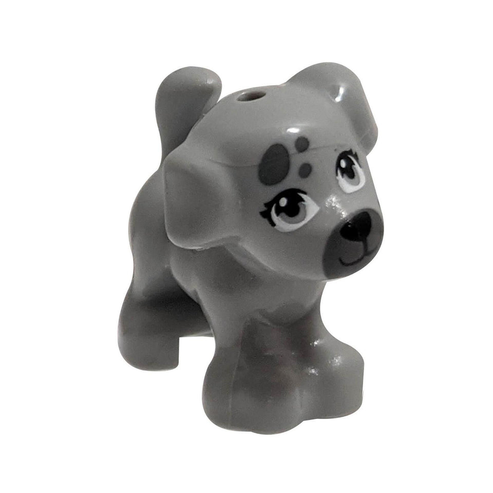 LEGO® puppy standing dog with dark bluish gray face spots