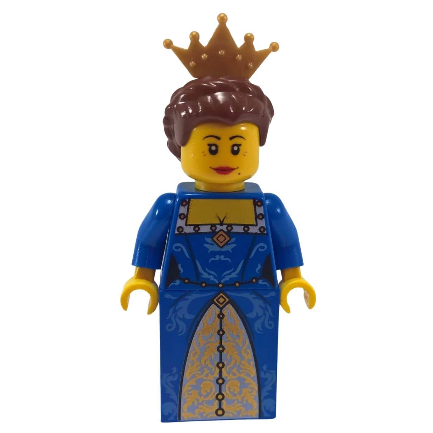 LEGO Castle Fantasy Era Queen minifigure cas416 with blue dress and gold crown.