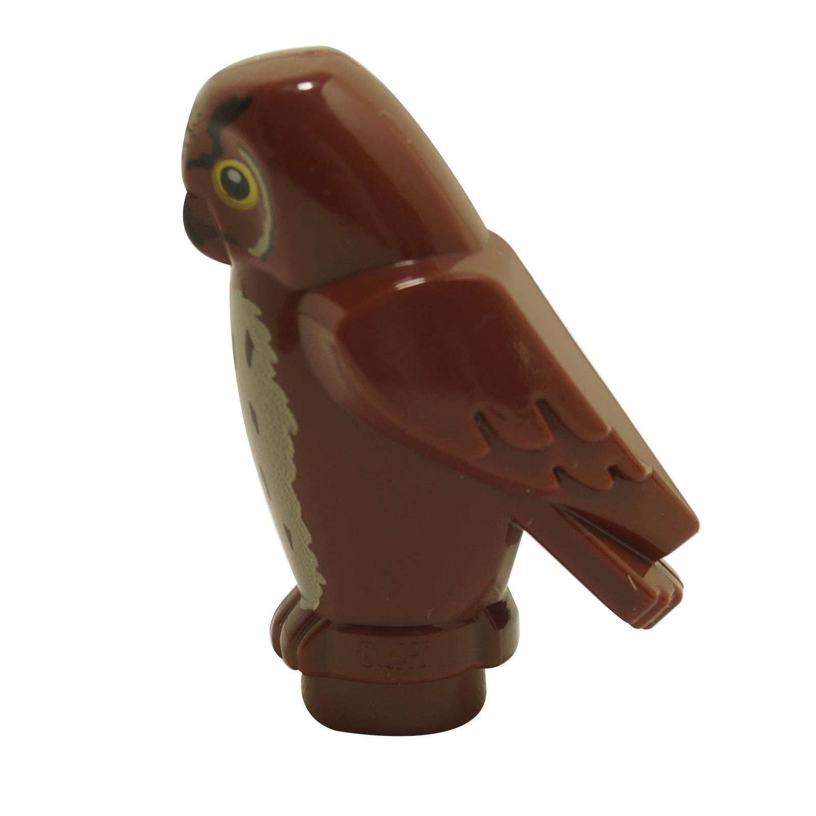 LEGO reddish brown owl figure tan chest print pigwidgeon style - side