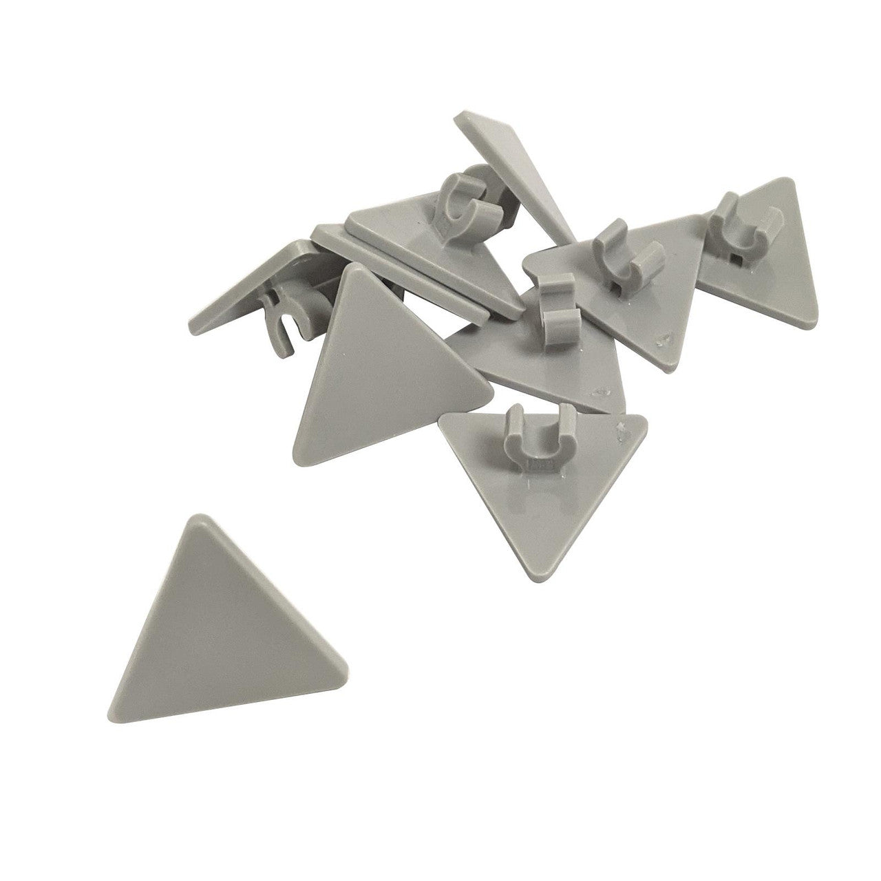 LEGO® Road Sign 2x2 Triangle with Clip part (892) in a light bluish gray color, highlighting its shape and clip-on attachment.