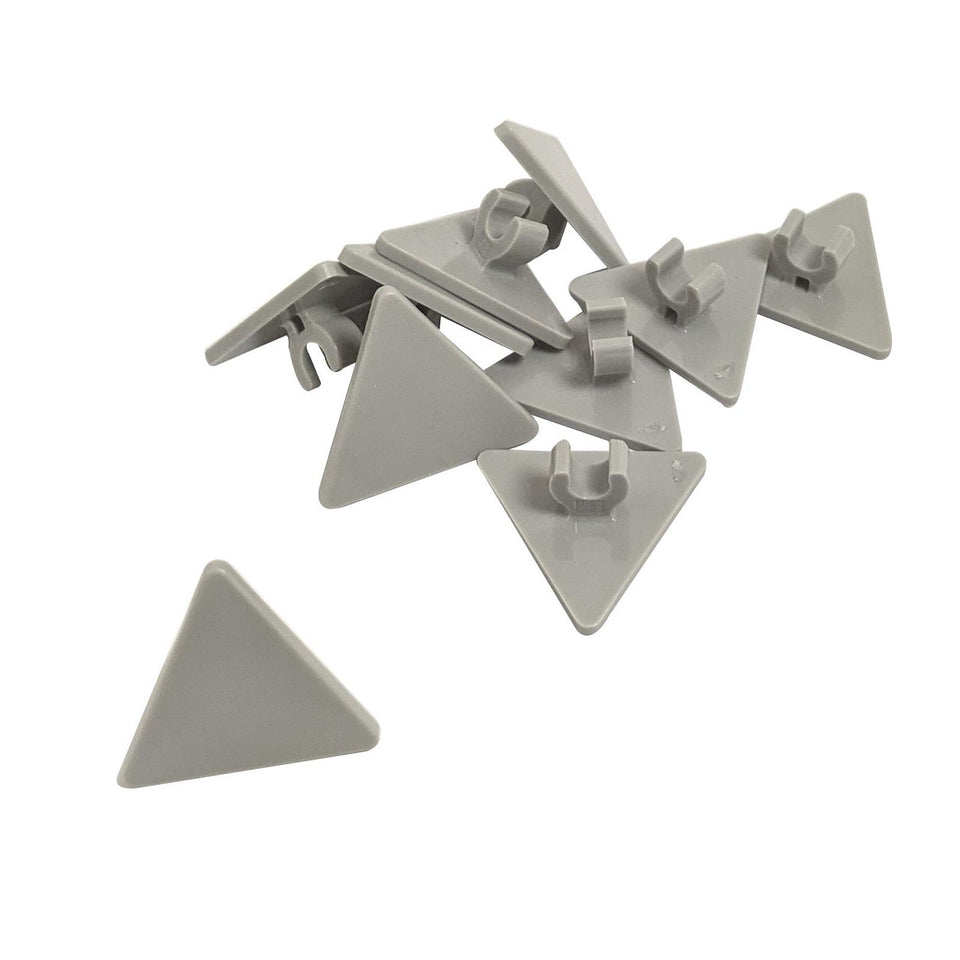 LEGO® Road Sign 2x2 Triangle with Clip part (892) in a light bluish gray color, highlighting its shape and clip-on attachment.