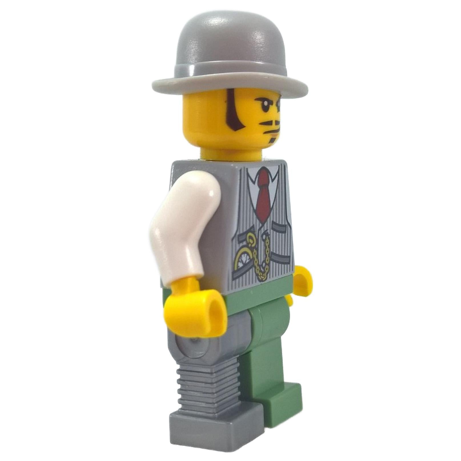 LEGO® Monster Fighters Doctor Rodney Rathbone Minifigur Seitenansicht, die Monokel und das Design des mechanischen Beins zeigt.