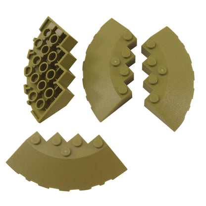 LEGO® Round Corner Brick 6 x 6 with Slope 33 Edge, Facet Cutout (95188) Olive Green