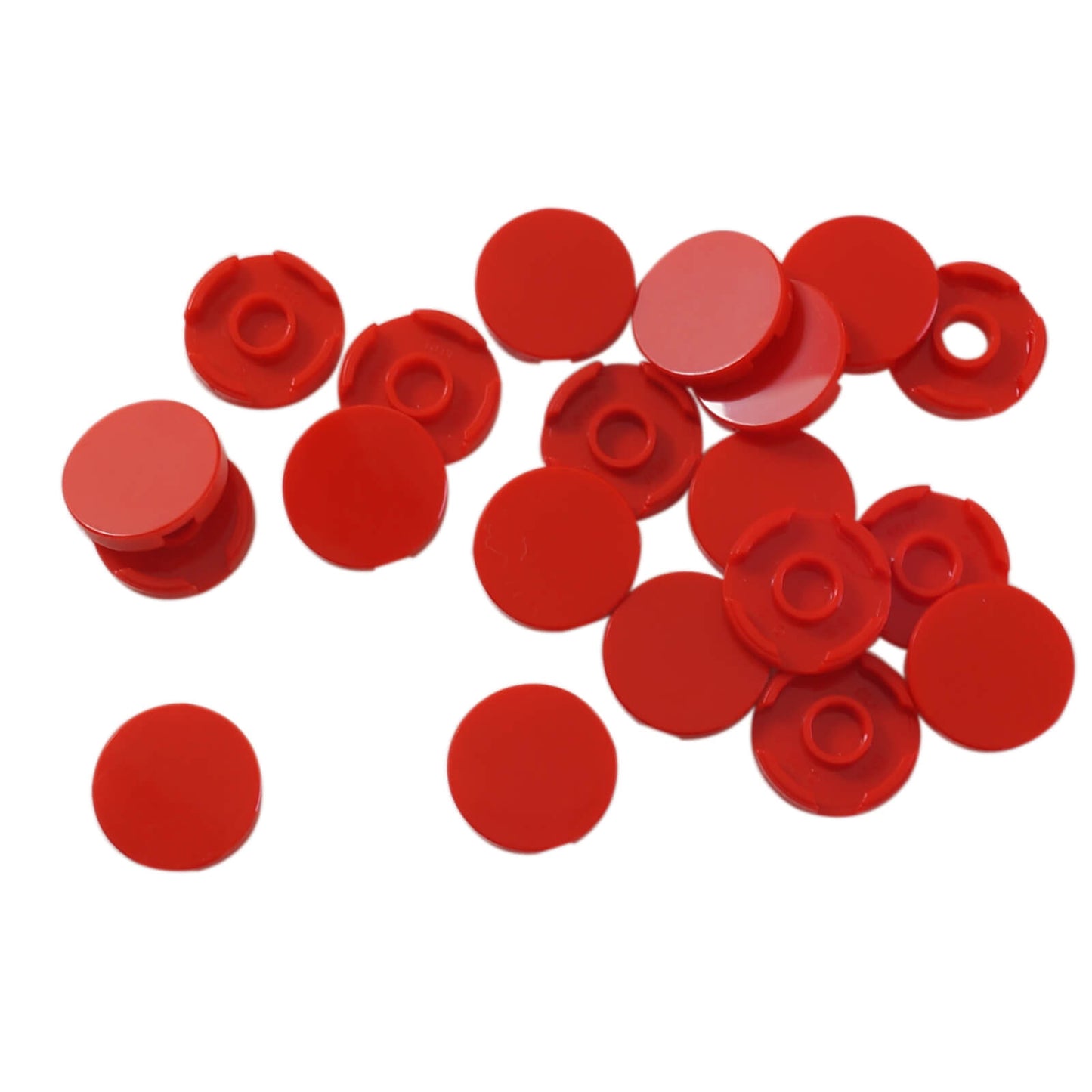 LEGO round tile 2x2 with stud holder underside part 14769, red