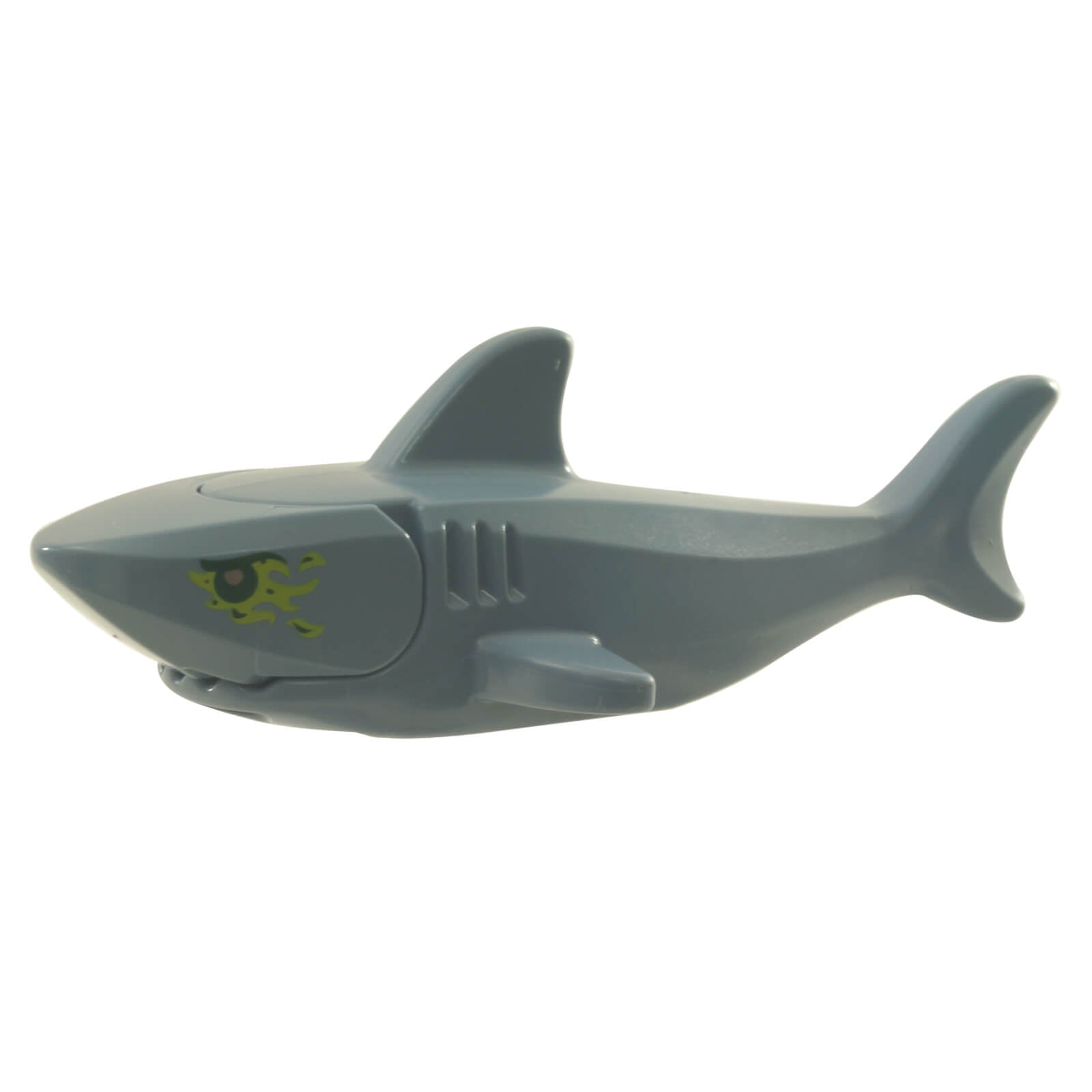LEGO shark 14518c01pb03 black eyes silver pupils lime slime pattern sea animal figure