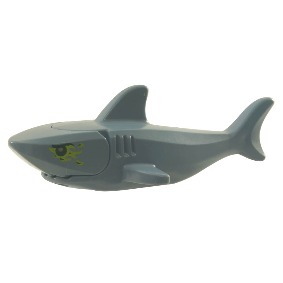 LEGO shark 14518c01pb03 black eyes silver pupils lime slime pattern sea animal figure
