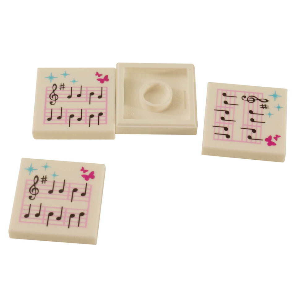 LEGO Tile 2 x 2 with Sheet Music Notes and Butterflies Pattern 3068pb0589