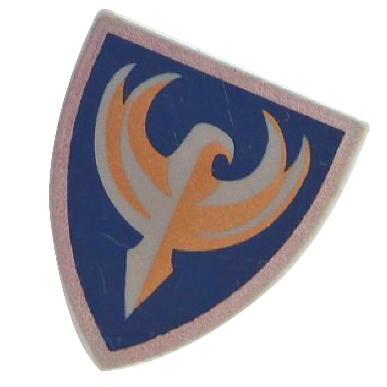 LEGO® Knights' Kingdom II triangular shield featuring the gold hawk insignia of Jayko on a dark blue background, part 3846pb017.