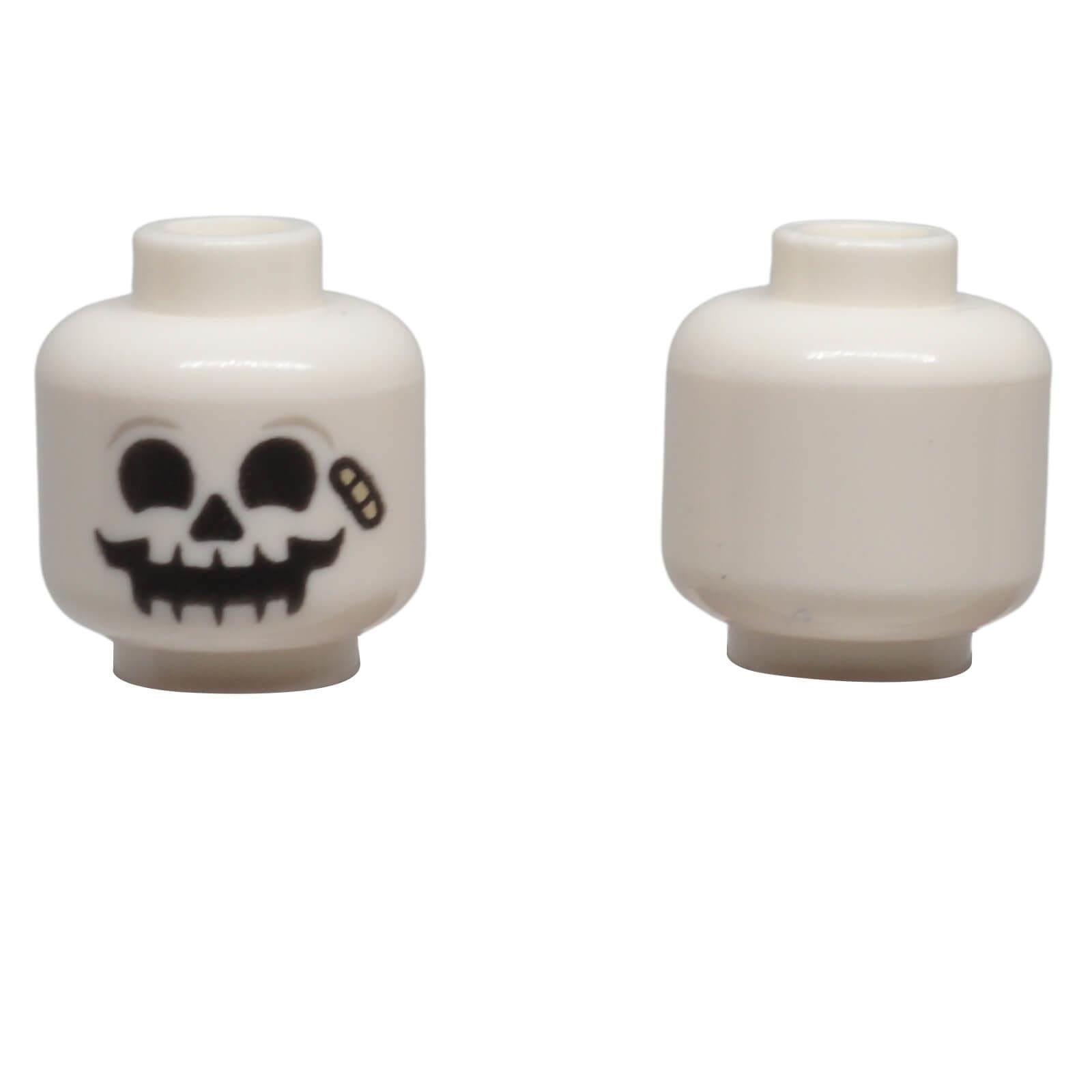 LEGO® skeleton minifigure head 3626pb2565 with skull face and bandage print