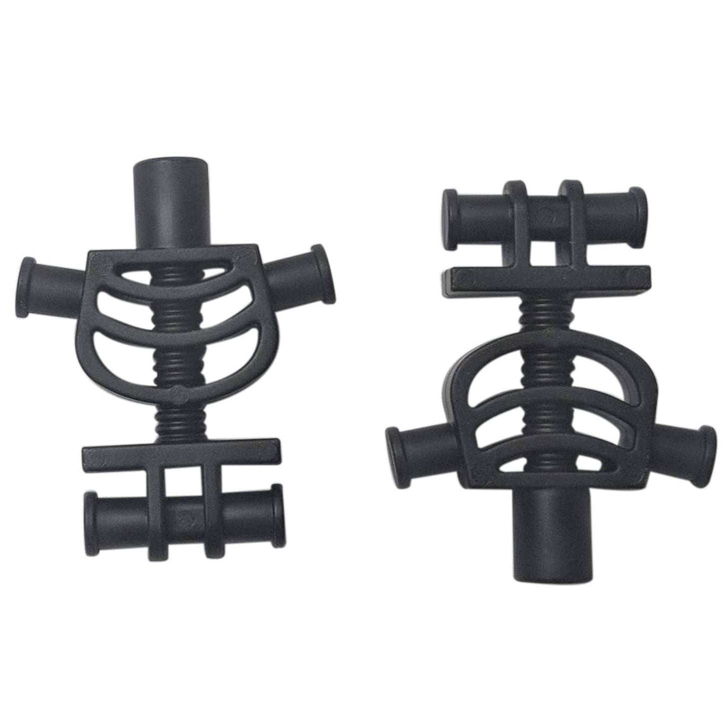 LEGO® skeleton torso with rounded rib cage and thick shoulder pins, used for classic skeleton minifigures, black color

