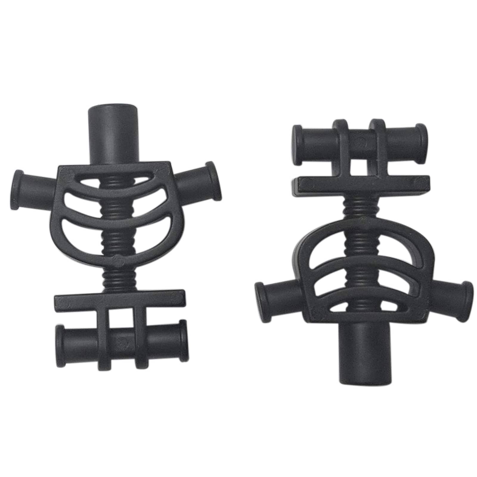 LEGO® skeleton torso with rounded rib cage and thick shoulder pins, used for classic skeleton minifigures, black color
