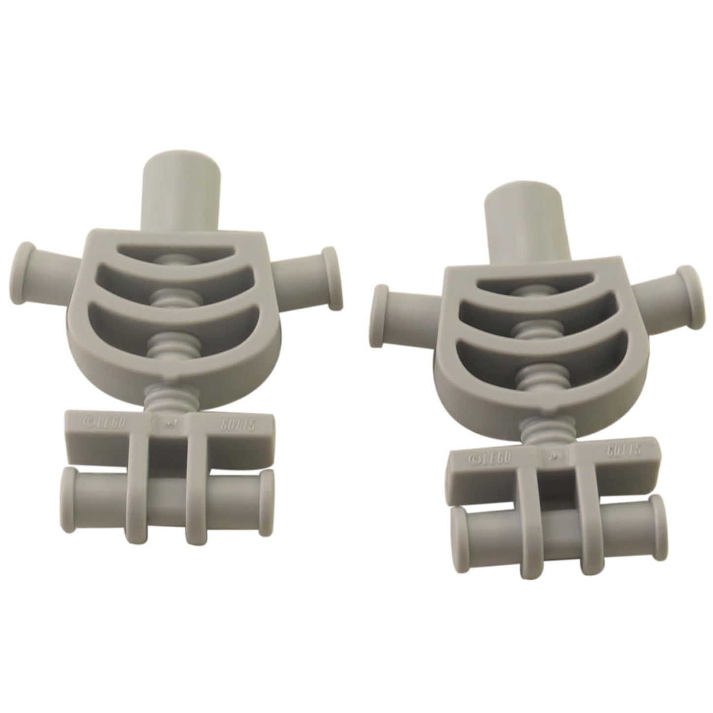 LEGO® skeleton torso with rounded rib cage and thick shoulder pins, used for classic skeleton minifigures, light bluish gray color
