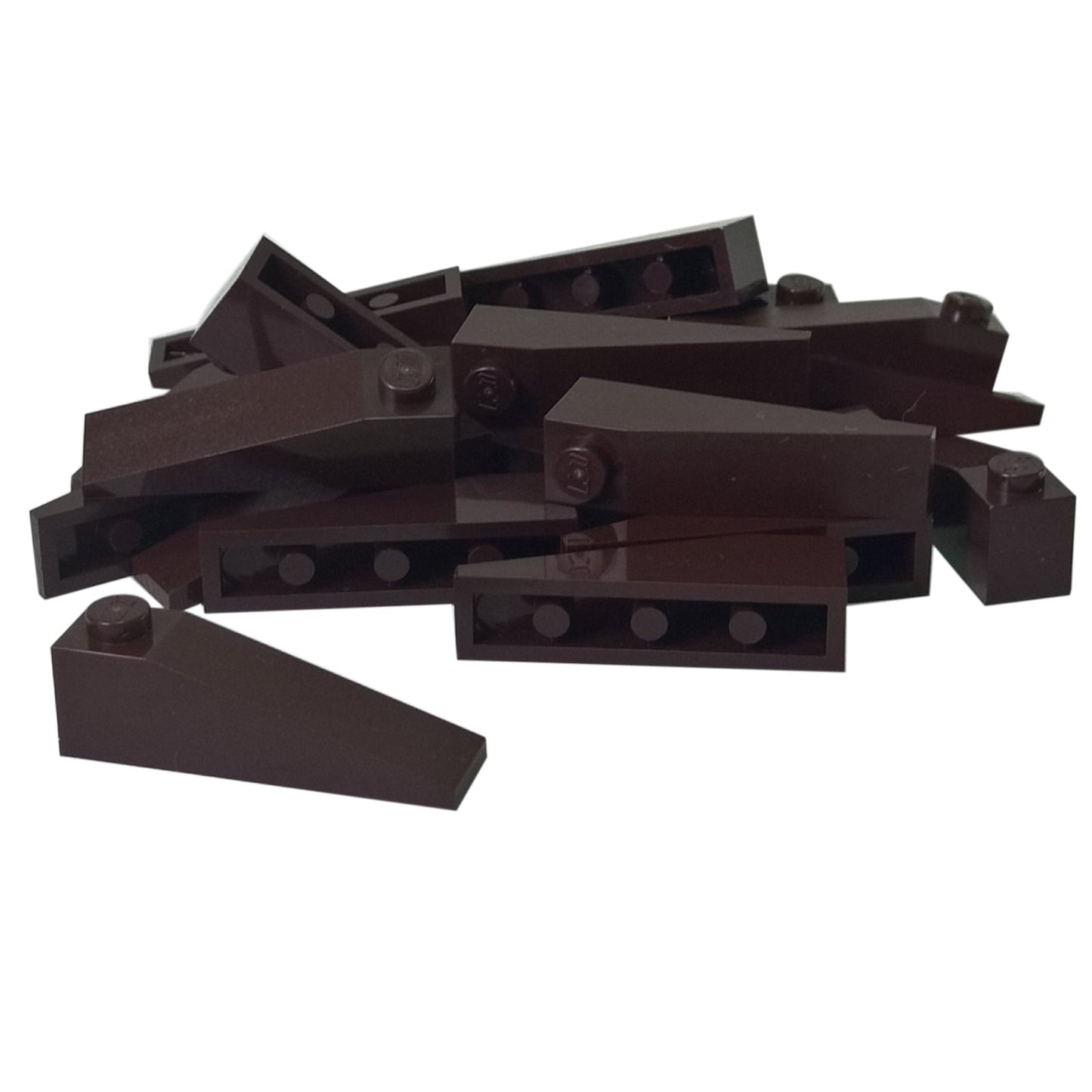 LEGO® slope 18 degree 4 x 1 piece, shallow angled surface for smooth shaping and vehicle detailing, dark brown color
