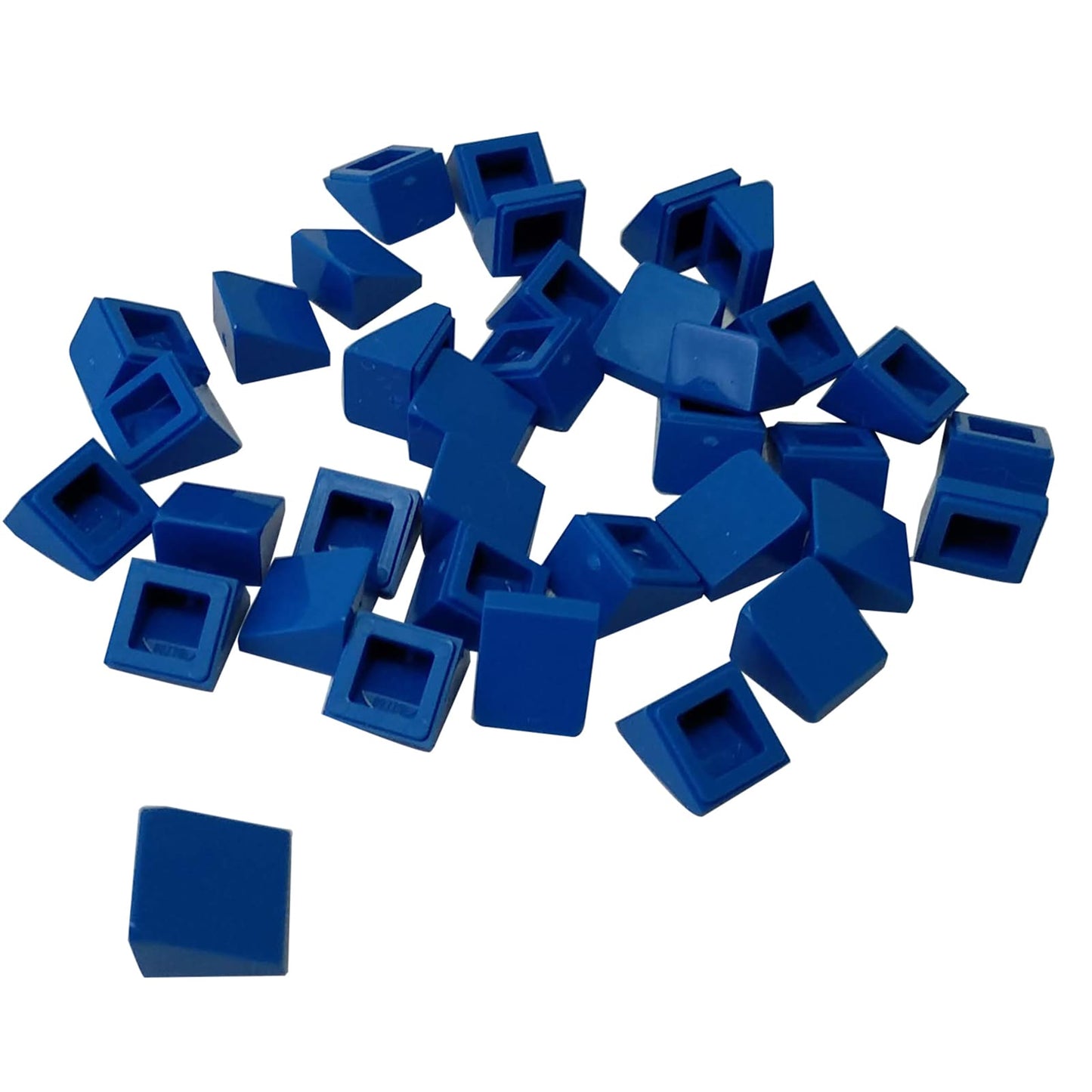 LEGO® slope 30-degree 1 x 1 x 2/3 piece, small, angled surface for fine detailing and shaping, blue color
