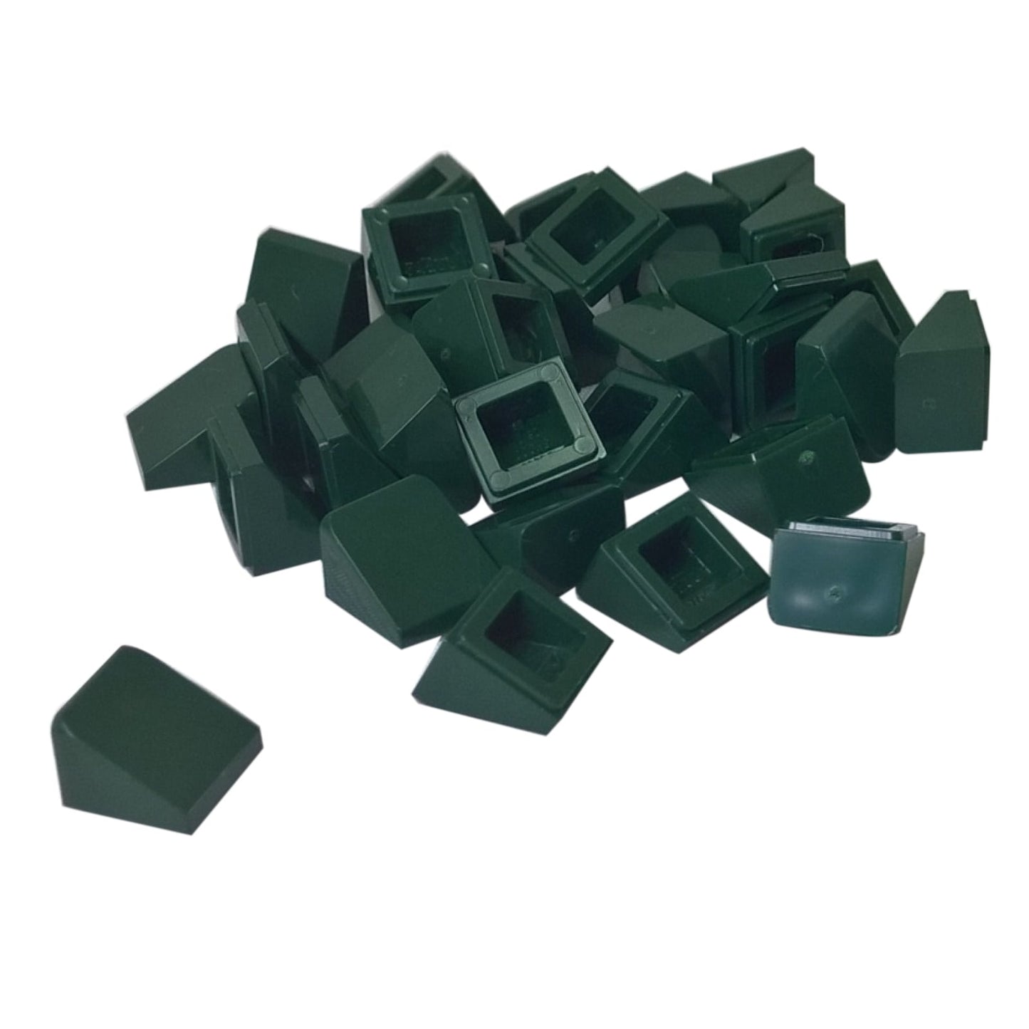 LEGO® slope 30 degree 1 x 1 x 2/3 piece, small angled surface for fine detailing and shaping, dark green color
