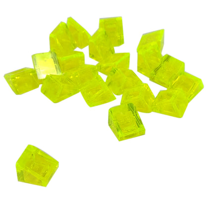 LEGO® slope 30 degree 1 x 1 x 2/3 piece, small angled surface for fine detailing and shaping, trans-neon green color
