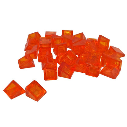 LEGO® slope 30 degree 1 x 1 x 2/3 piece, small angled surface for fine detailing and shaping, trans-neon orange color
