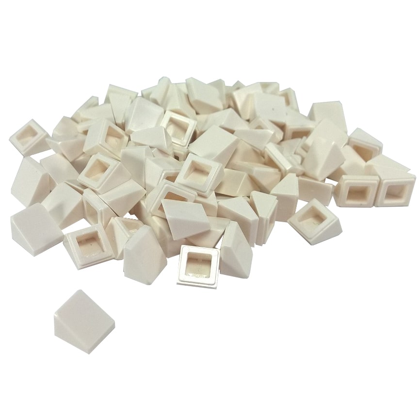 LEGO® slope 30 degree 1 x 1 x 2/3 piece, small angled surface for fine detailing and shaping, white color
