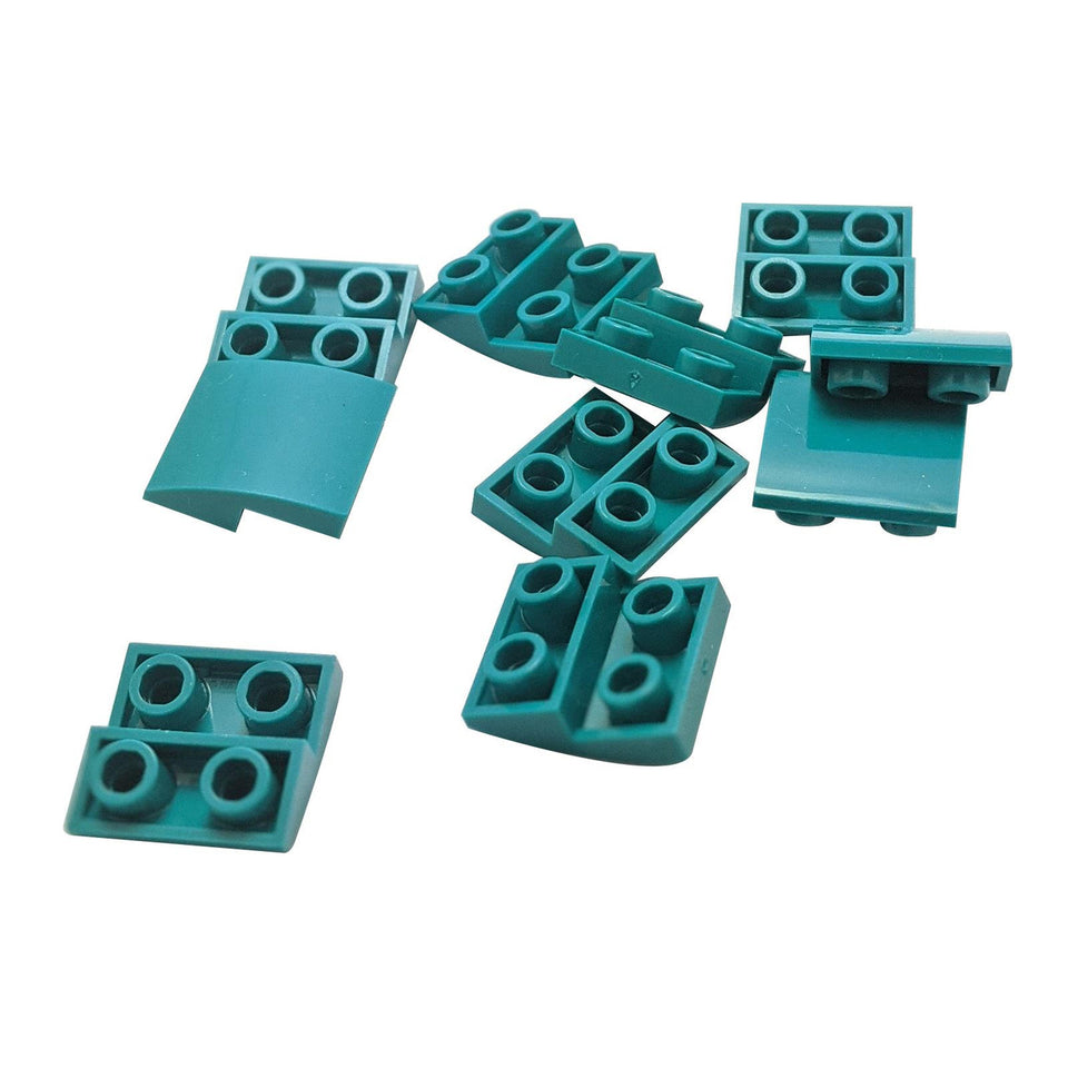 LEGO® Slope 32803 – Curved 2 x 2 x 2/3 in Dark Azure (Multiple New), shown from top and underside views on a white background.