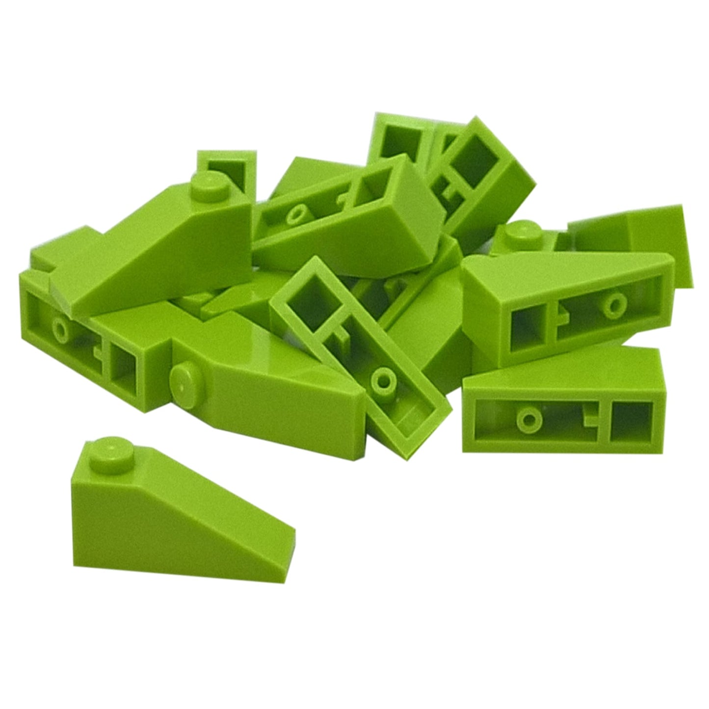 LEGO® Slope 33 3 x 1 in lime, a narrow angled slope piece used for rooflines and smooth transitions.

