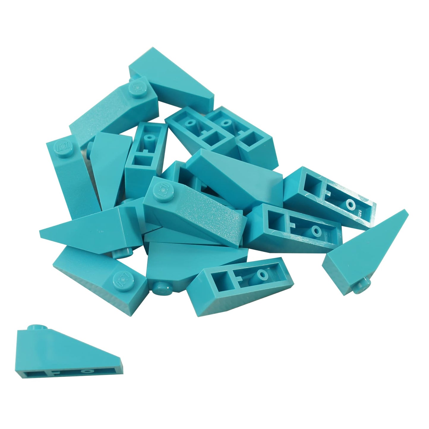 LEGO® Slope 33 3 x 1 in medium azure, a narrow angled slope piece used for rooflines and smooth transitions.
