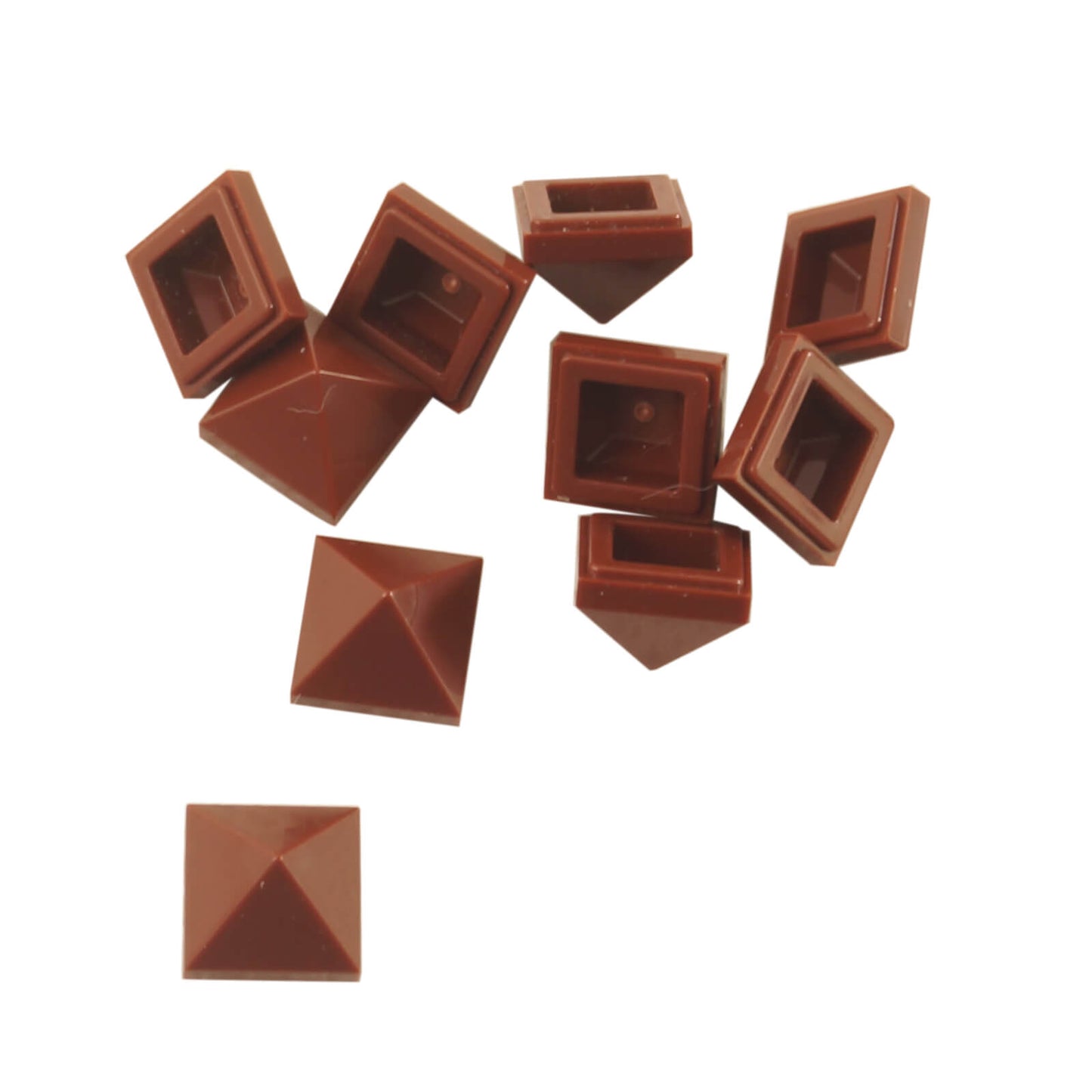 LEGO slope 45 1x1 quadruple convex pyramid part 22388 reddish brown