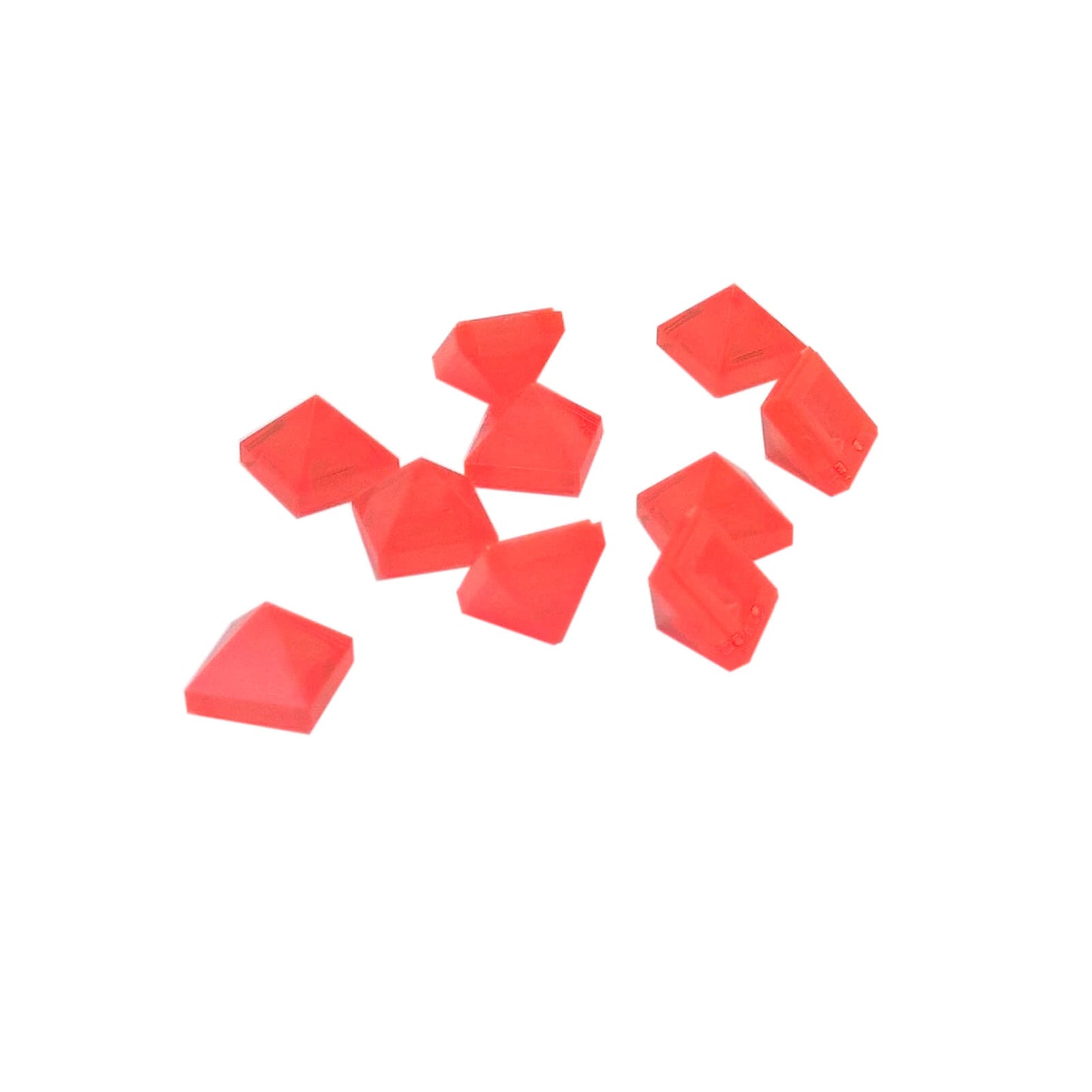 LEGO slope 45 1x1 quadruple convex pyramid part 22388 trans-neon orange