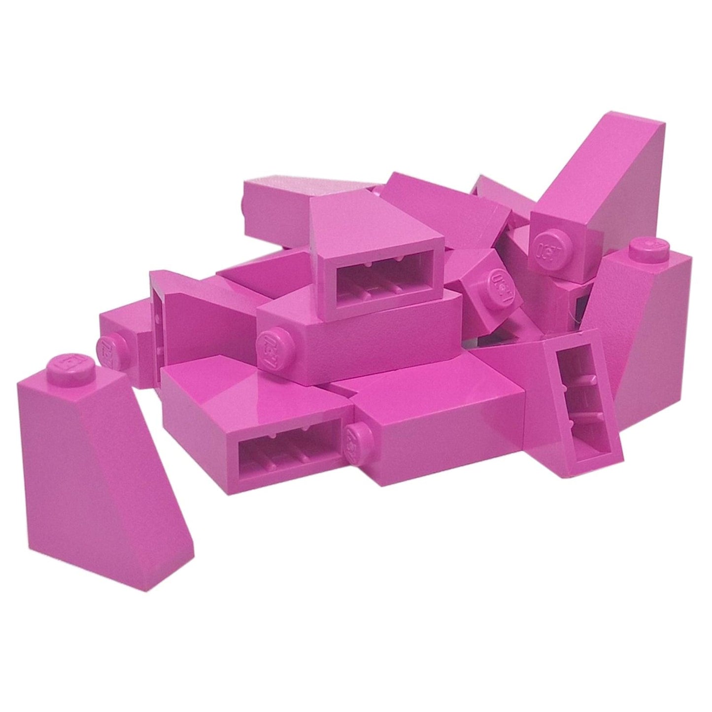 LEGO® slope 65 degree 2 x 1 x 2 piece, steep angled element for sharp shaping and compact builds, dark pink color
