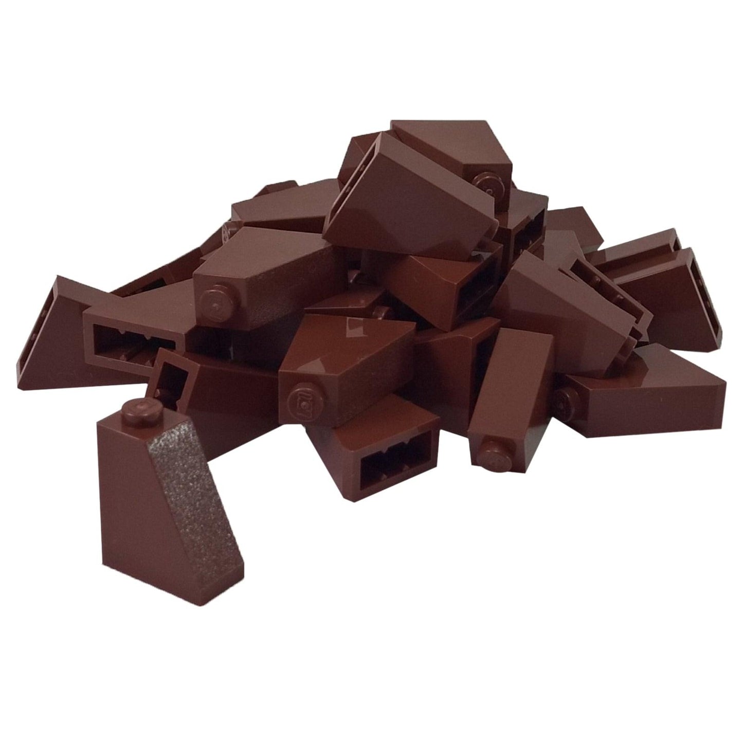 LEGO® slope 65 degree 2 x 1 x 2 piece, steep angled element for sharp shaping and compact builds, reddish brown  color
