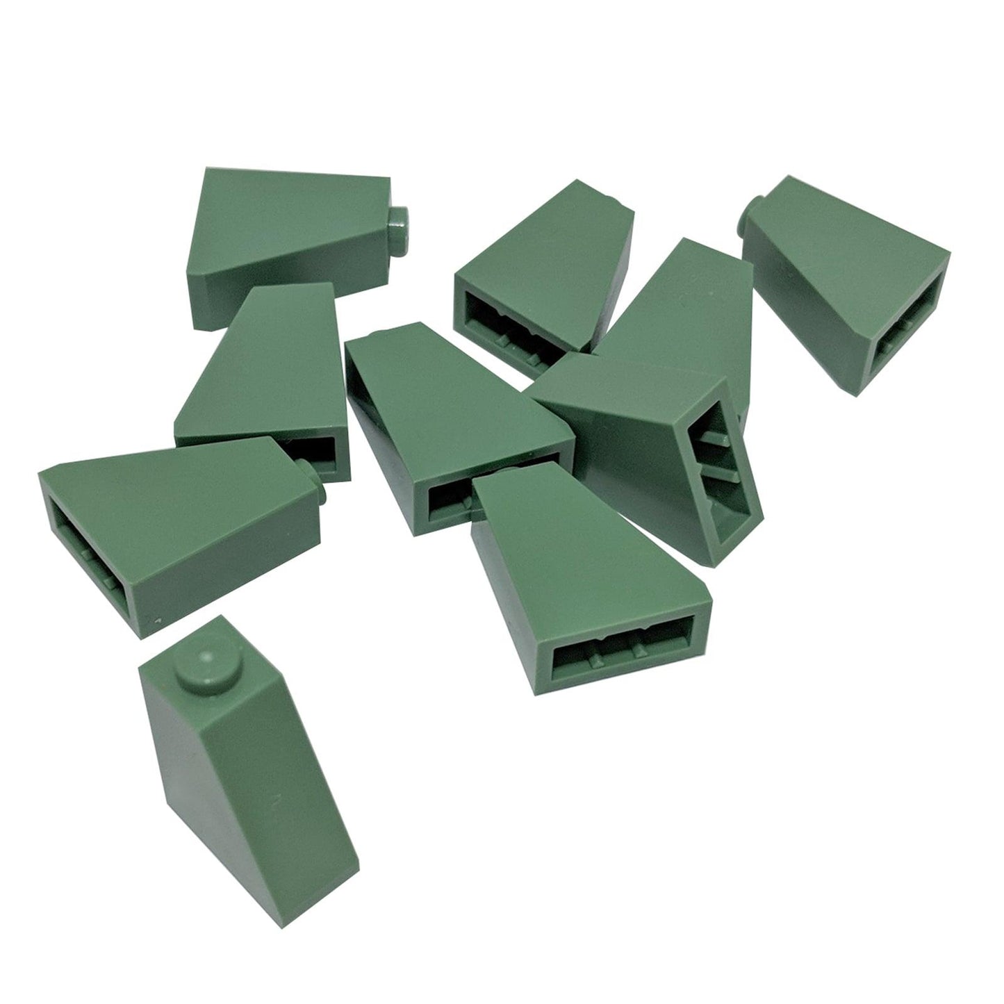 LEGO® slope 65 degree 2 x 1 x 2 piece, steep angled element for sharp shaping and compact builds, sand green color
