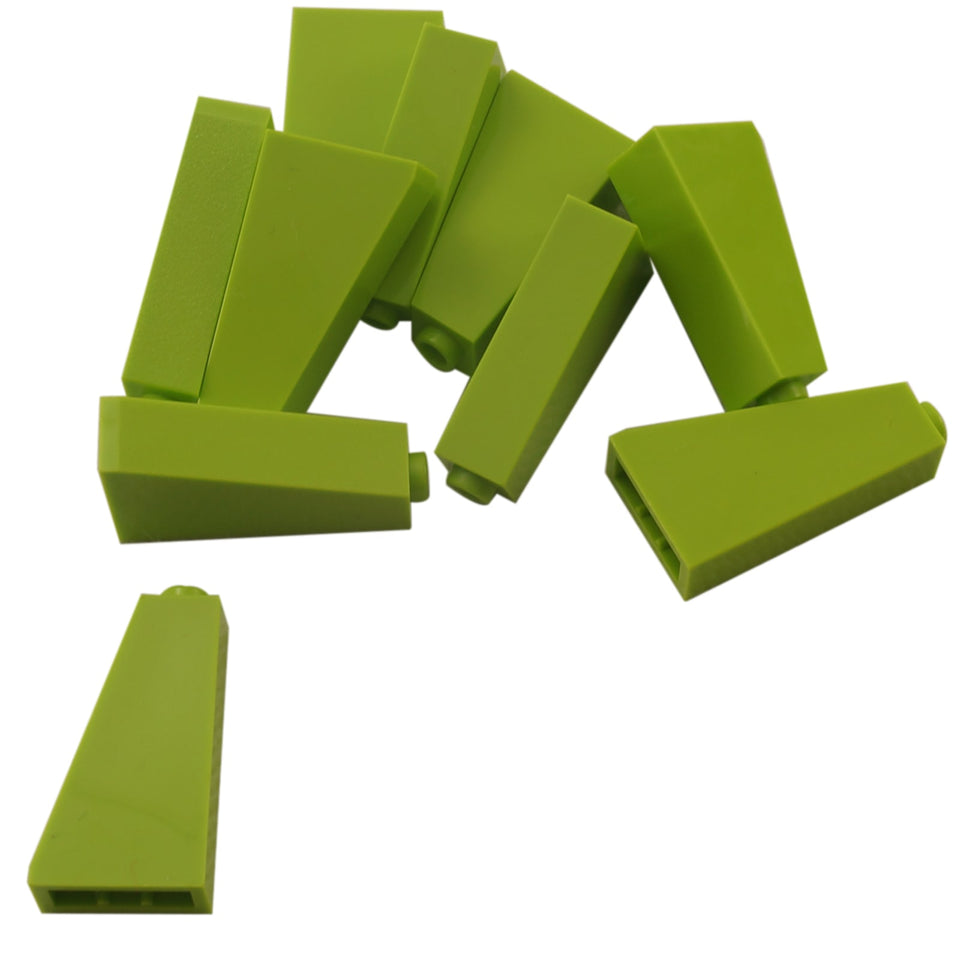 LEGO® Slope 75 2 x 1 x 3 with hollow stud (4460b) in lime, a tall angled slope used for structural detailing.
