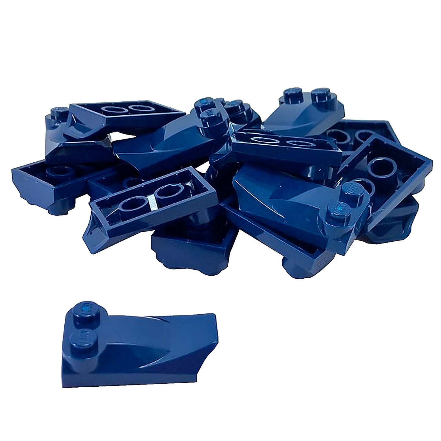 LEGO® curved slope 3 x 2 x 2/3 with two studs, wing end shape for aircraft or vehicle detailing, dark blue color
