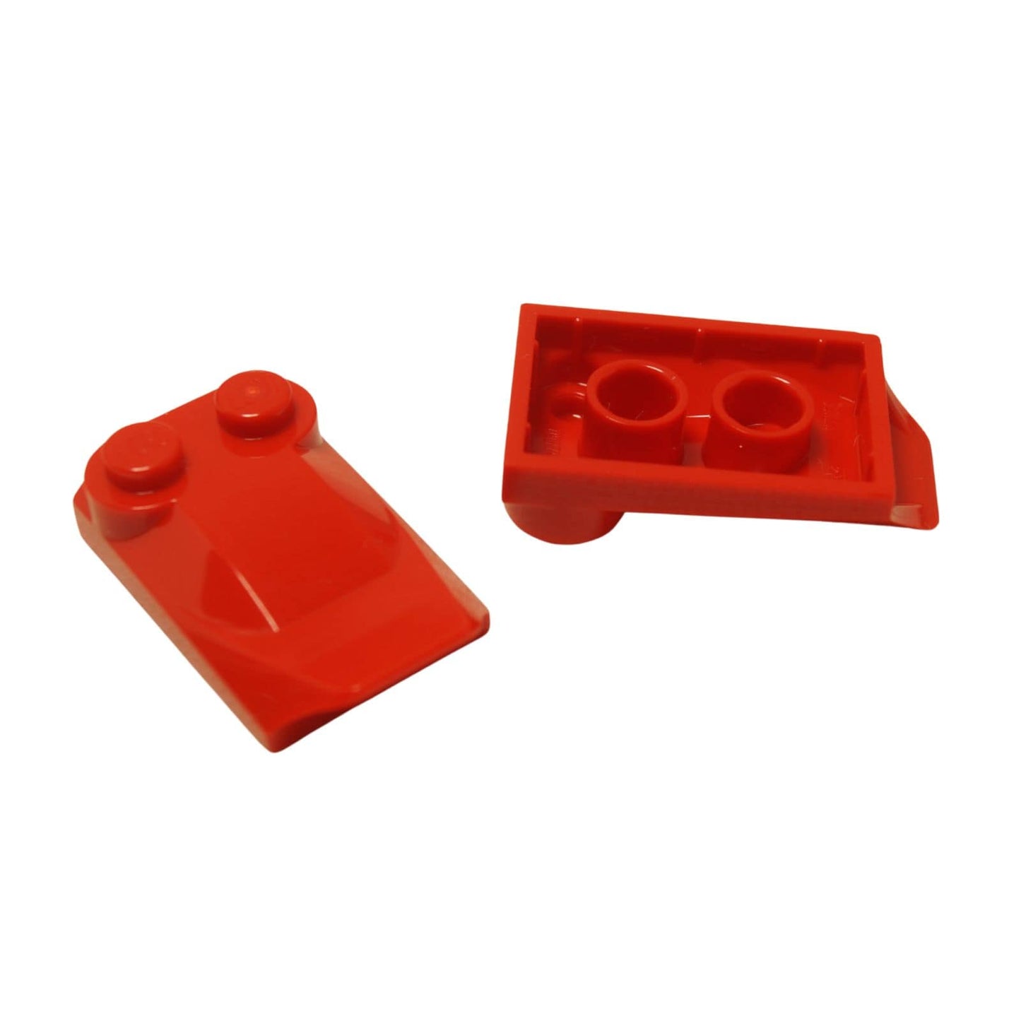 LEGO® curved slope 3 x 2 x 2/3 with two studs, wing end shape for aircraft or vehicle detailing, red color
