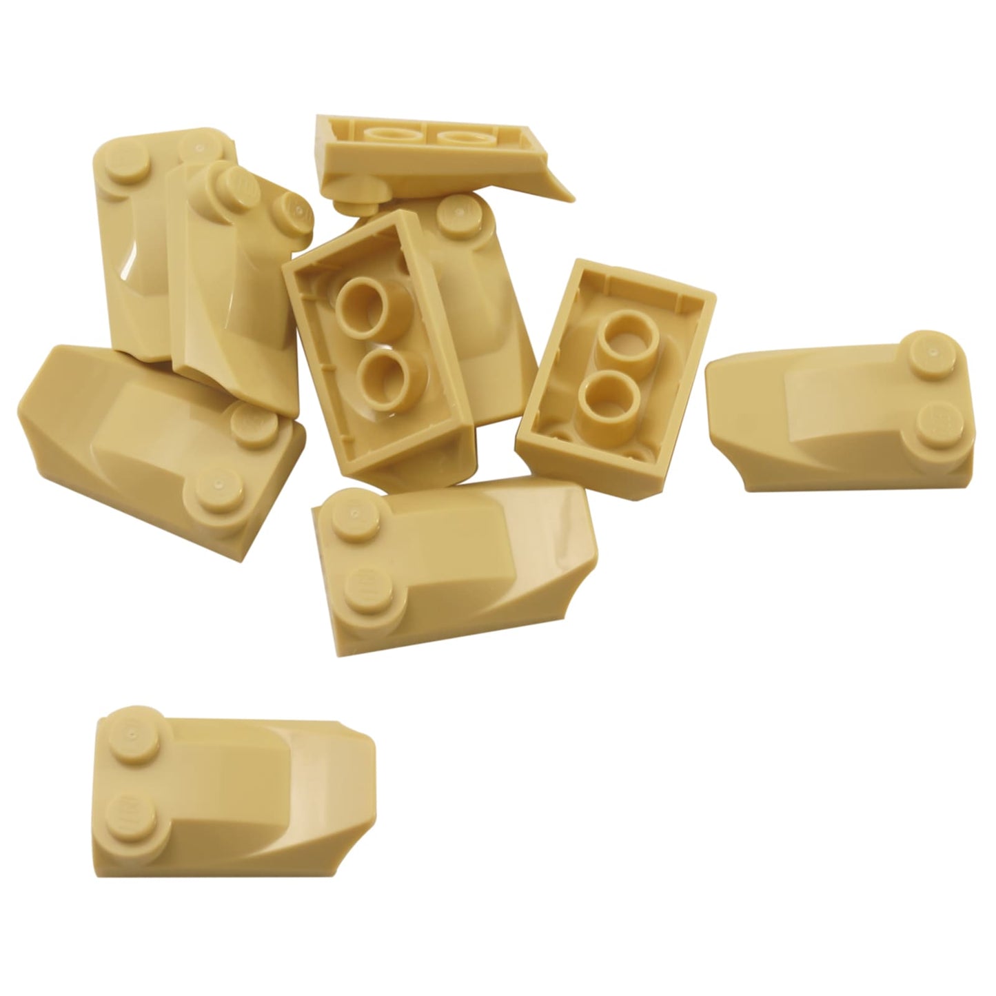 LEGO® curved slope 3 x 2 x 2/3 with two studs, wing end shape for aircraft or vehicle detailing, tan color
