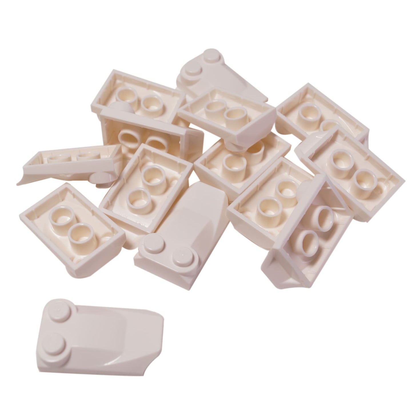 LEGO® curved slope 3 x 2 x 2/3 with two studs, wing end shape for aircraft or vehicle detailing, white color
