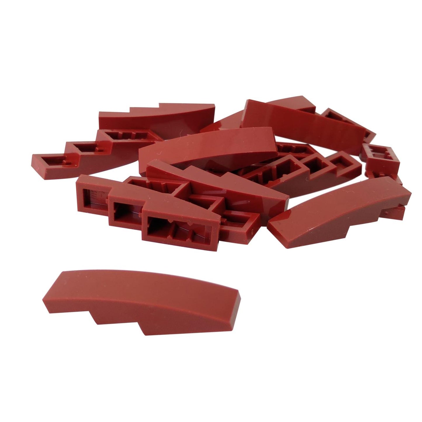 LEGO® ívelt lejtő 4 x 1 darab, sima, lekerekített felület járműformákhoz és részletes alakításokhoz, sötét vörös szín
